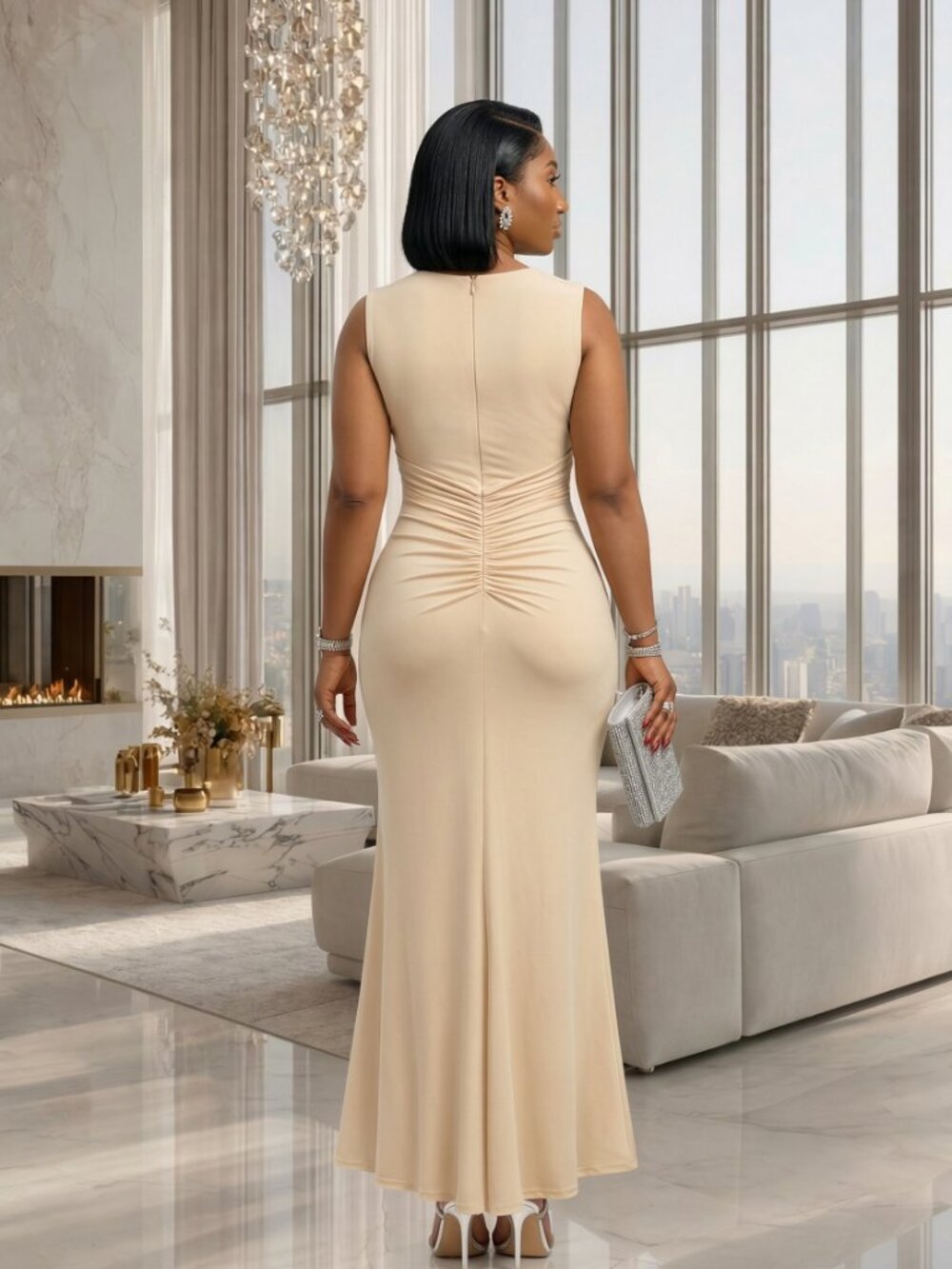 Kiara Ruched Dress - Ivory - Picture 2 of 2